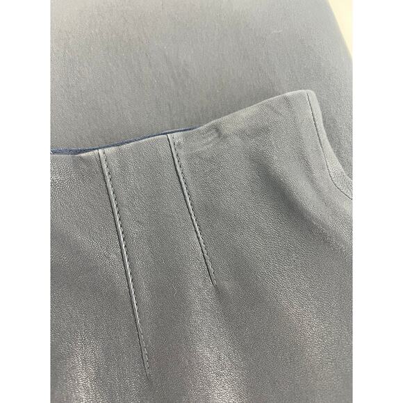 Veronica Beard Kaliyah Navy Leather Pencil Skirt - Picture 9 of 14